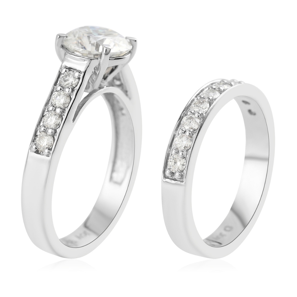 125 FACETS MOISSANITE WEDDING SET - Picture 4 of 13
